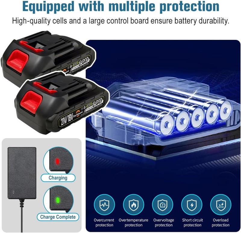 Darkboom Cordless Buffer Polisher 6 inch with 2Pcs 2.0Ah Rechargeable Batteries Compatible with Makita,and 1 Adapter Charger, 6 variable speed 5500RPM cordless sander, for Car Detailing/Polishing - Image 4